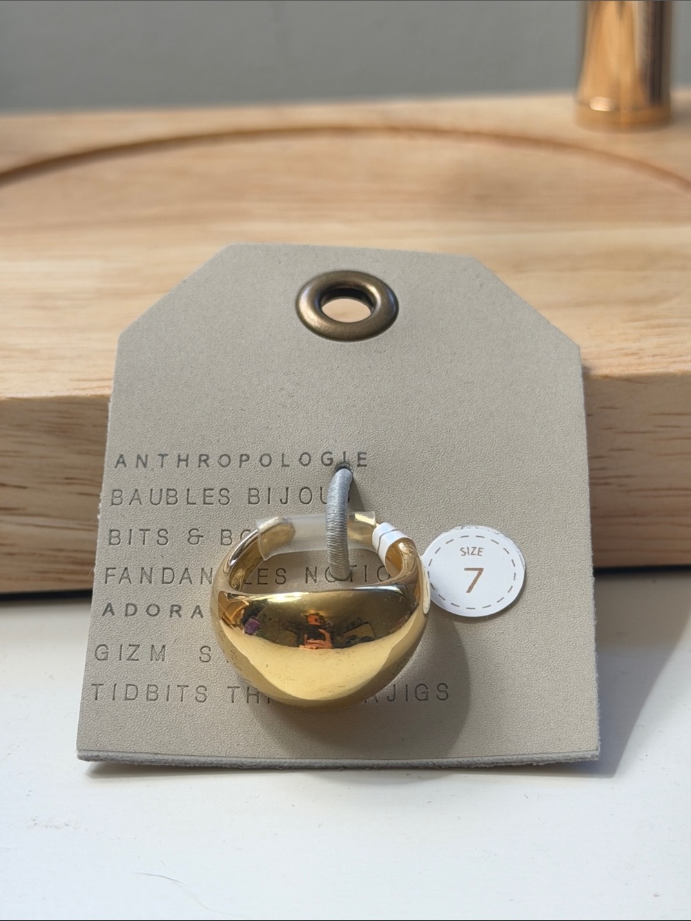 Anthropologie Chunky 14K Gold Plated Ring Size 7